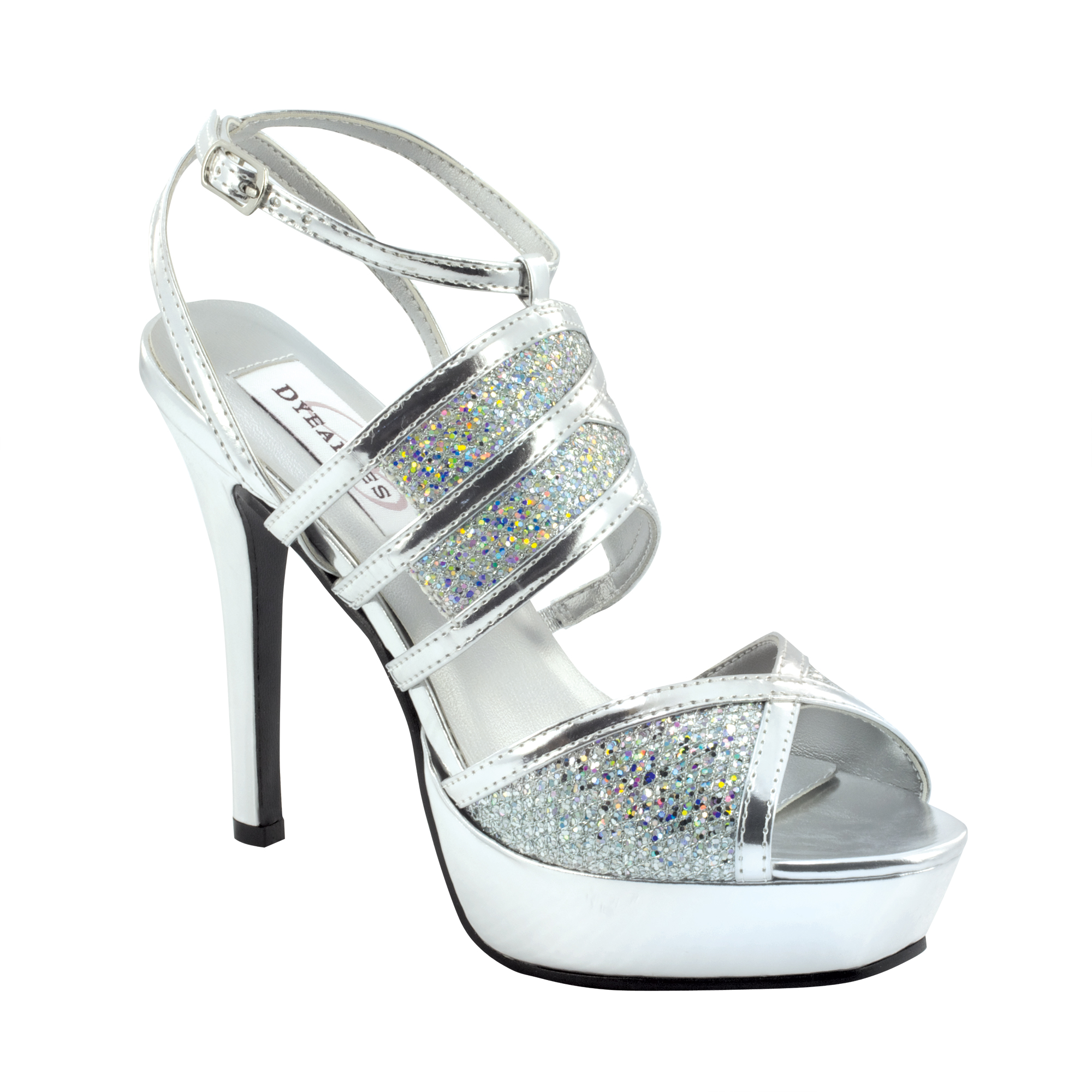 silver glitter slingback heels
