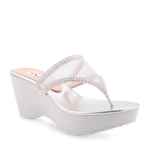 NINA DALYNE WHITE BRIDAL SANDAL 2 3/4"HEEL