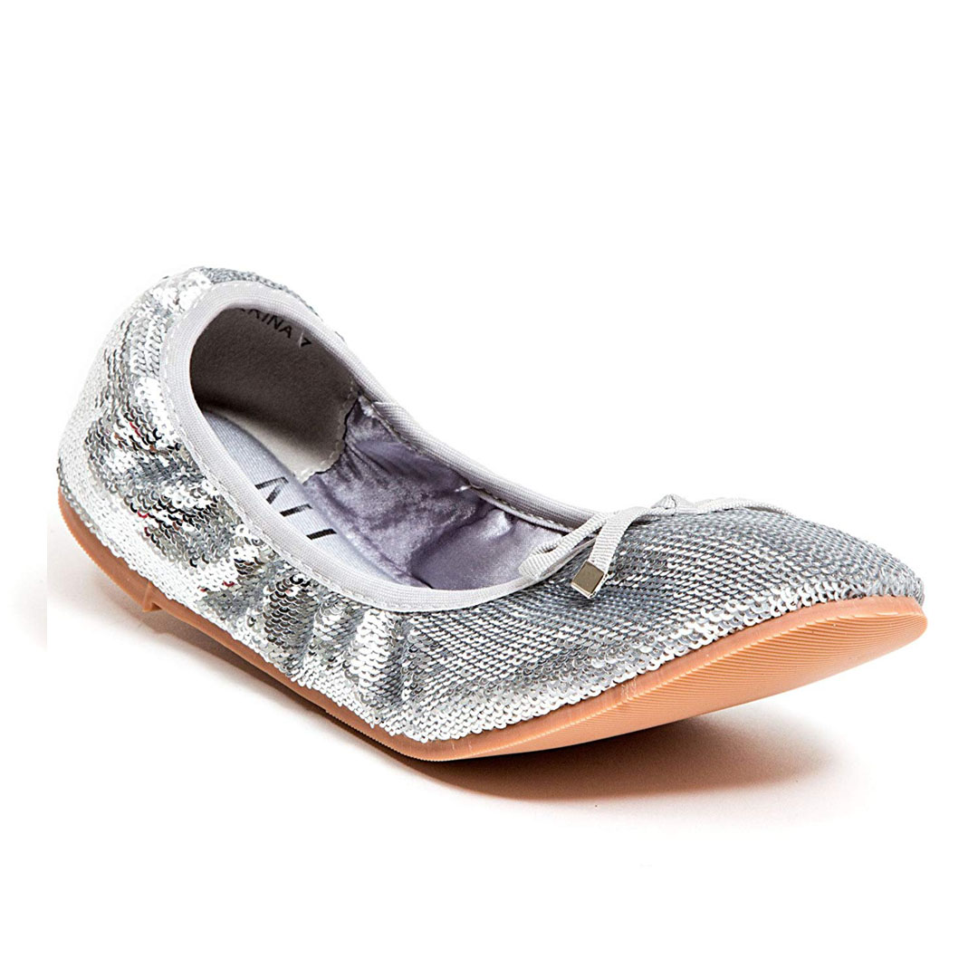 flat silver dress shoes